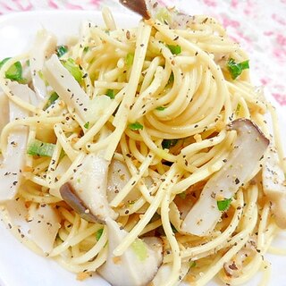 ❤エリンギと葱のにんにく・パスタ❤